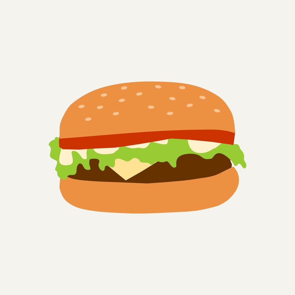 hamburger cartoon flat style vector