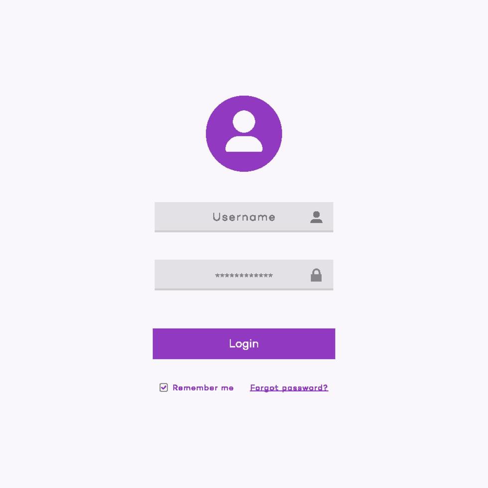 plantilla de página de formulario de inicio de sesión simple vector