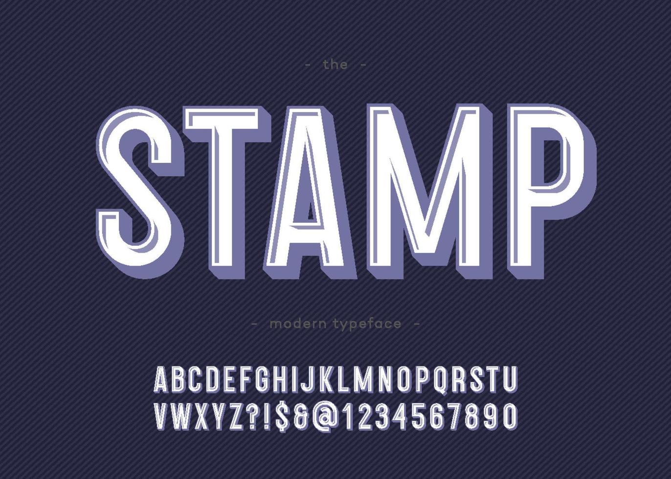 Vector 3d bold stamp font modern typography