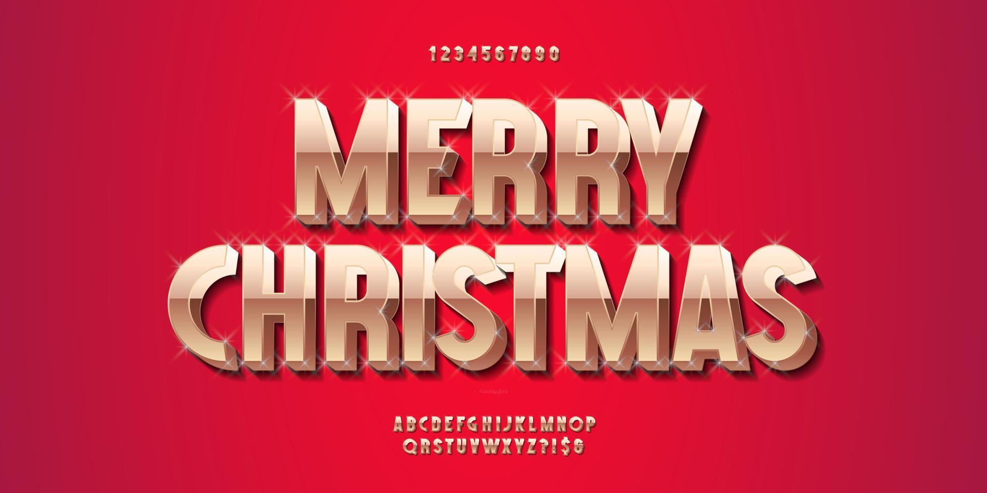 Christmas alphabet 3D gold luxury style vector