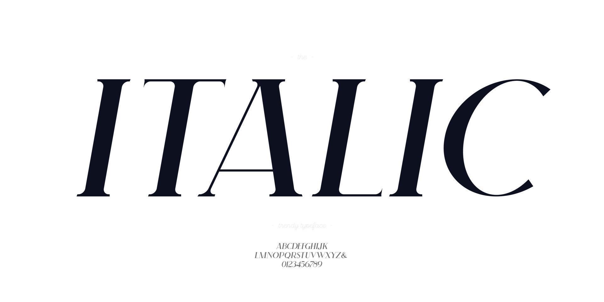elegante fuente cursiva estilo sans serif tipografía moderna vector