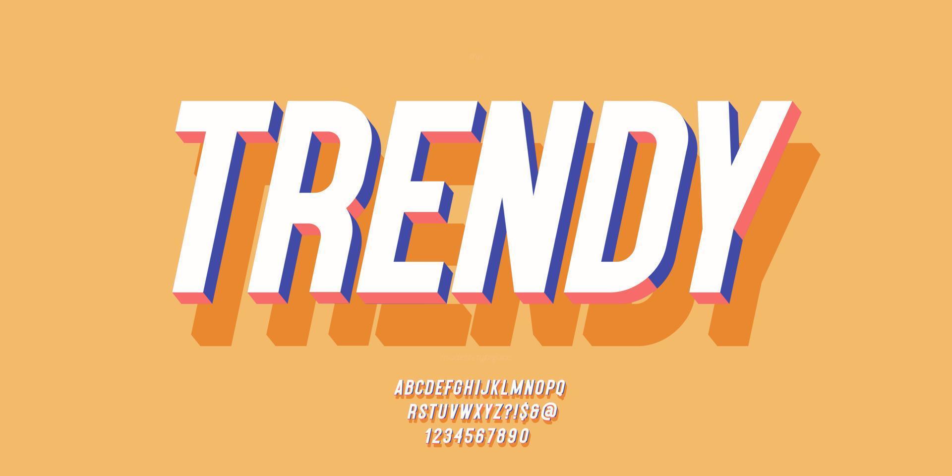Vector trendy font 3D bold cute style