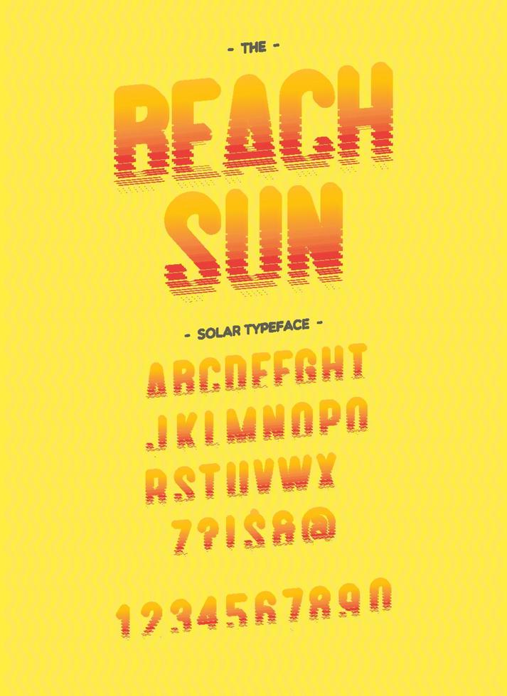 Vector beach sun font modern typography