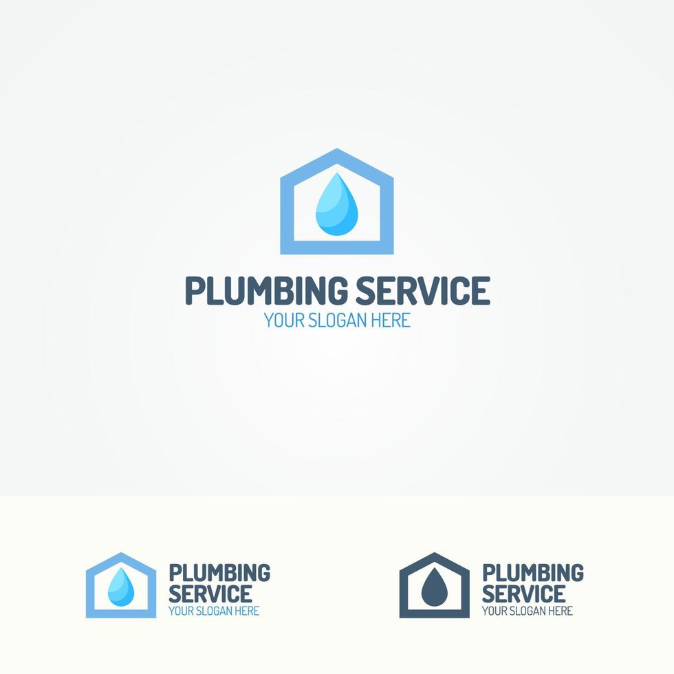 Plumbing service logo with house and water drop vector