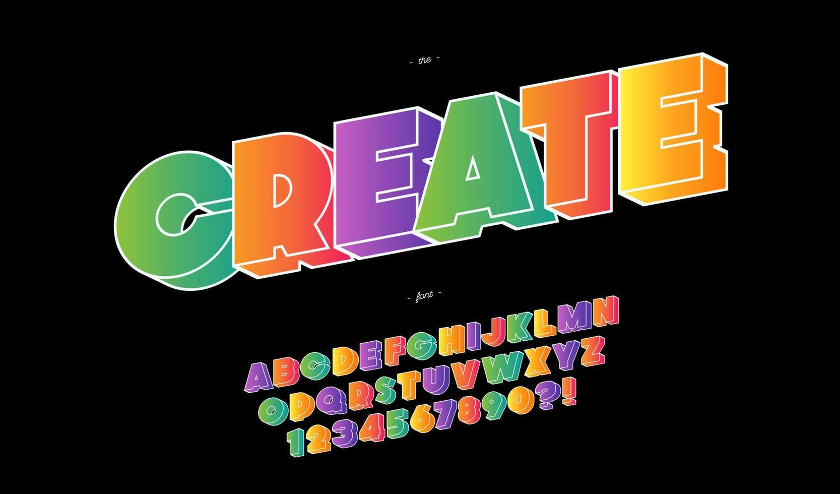 Vector create font 3d bold style