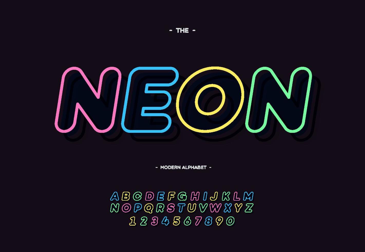 Vector neon font bold line slanted style