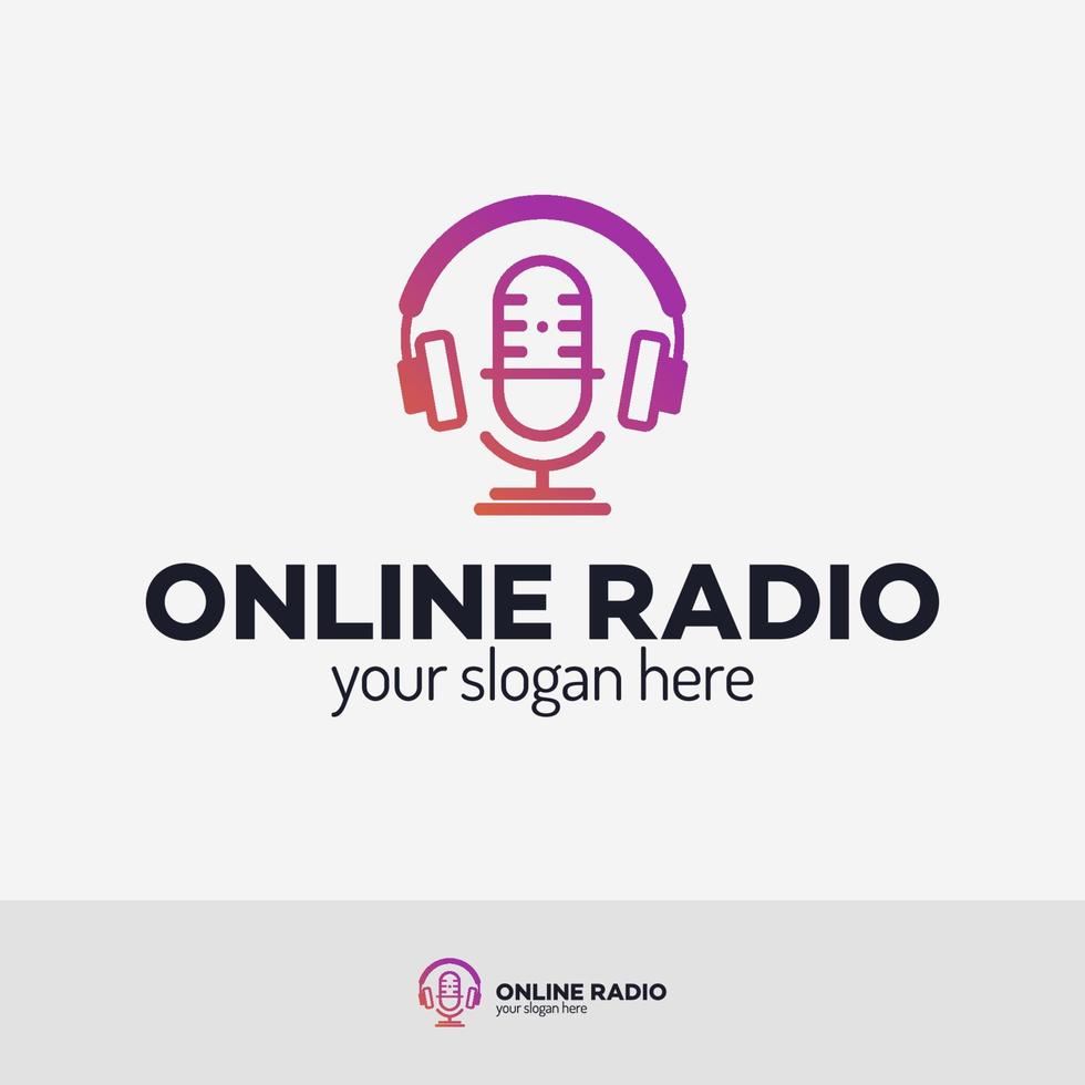 Online radio logo set vector