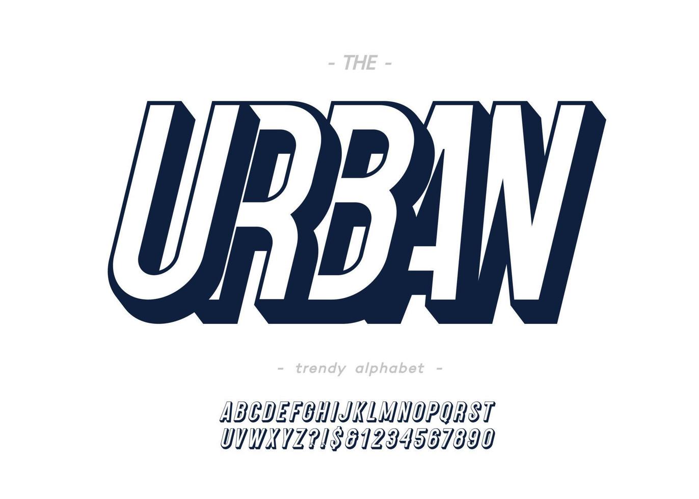 vector 3d negrita alfabeto urbano tipografía moderna