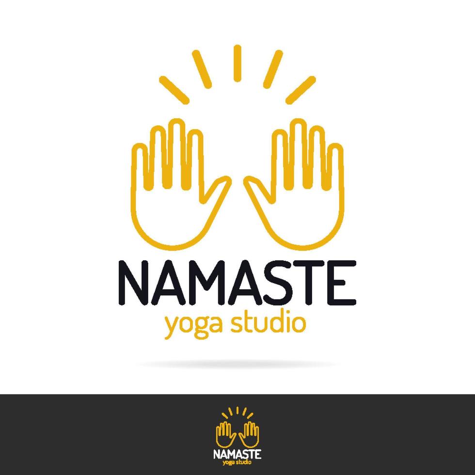 logotipo de estudio de yoga namaste con dos brazos vector