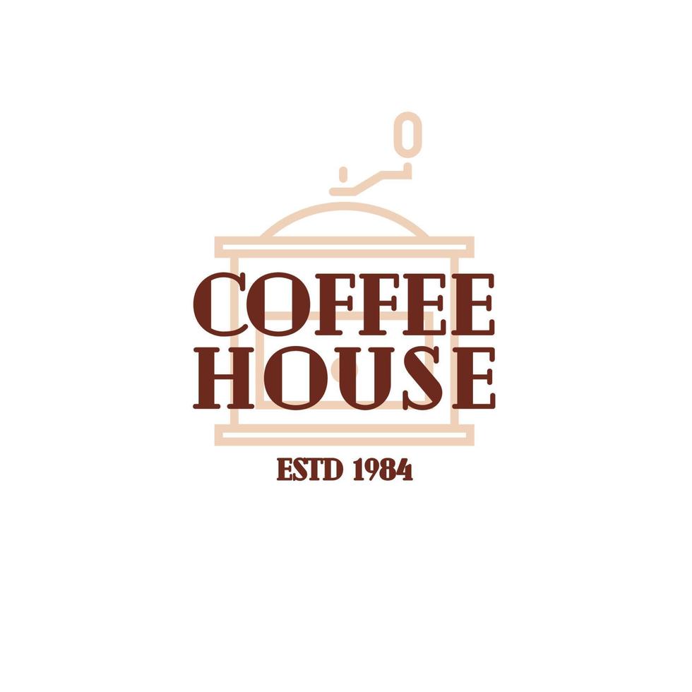 Coffee house logo with coffee machine line style isolated on white background for cafe vector
