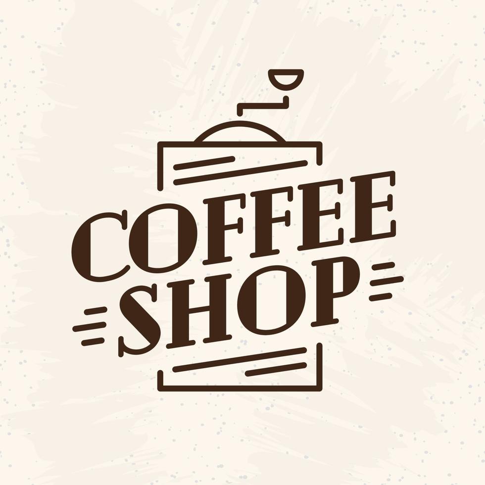 Coffee shop logo with coffee machine line style isolated on background for cafe vector