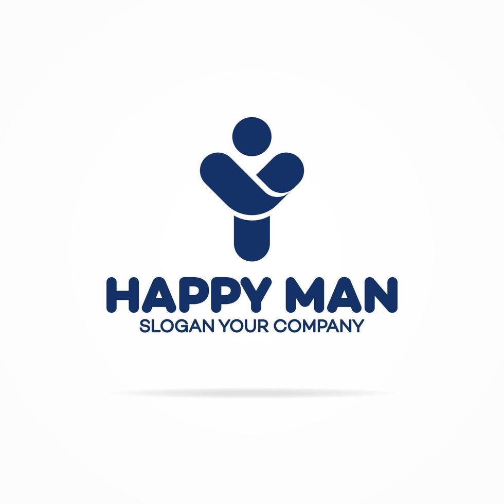 logo humano feliz cuan color con silueta hombre con las manos arriba para usar apoyo y cuidado firme, vector