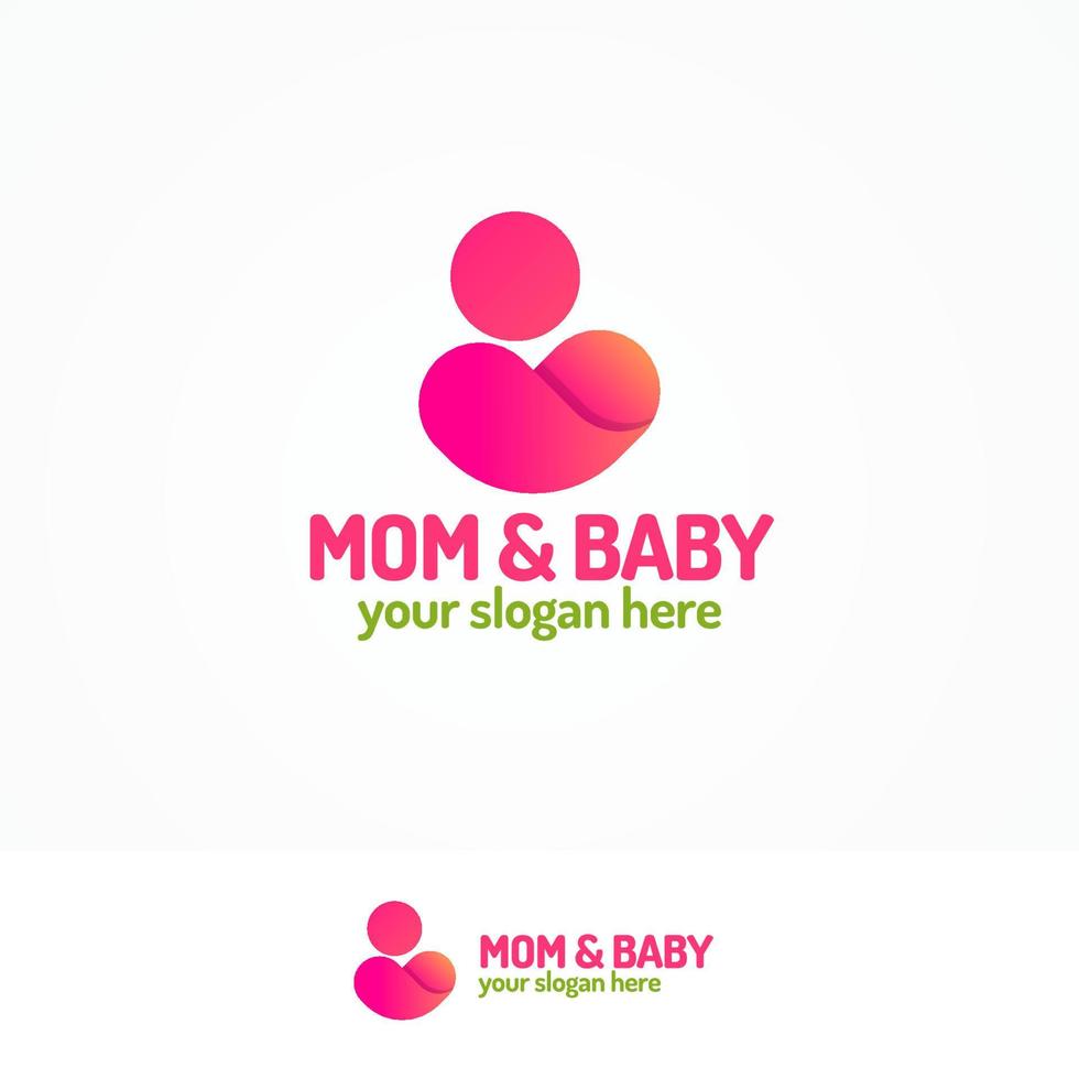 Mom and baby logo set vector