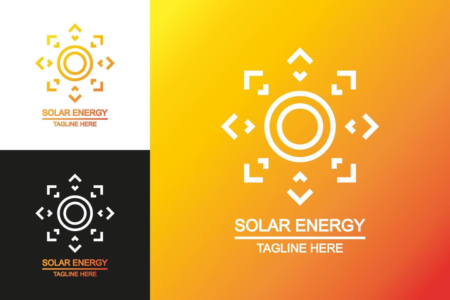 conjunto de logotipos de energía solar estilo degradado moderno vector