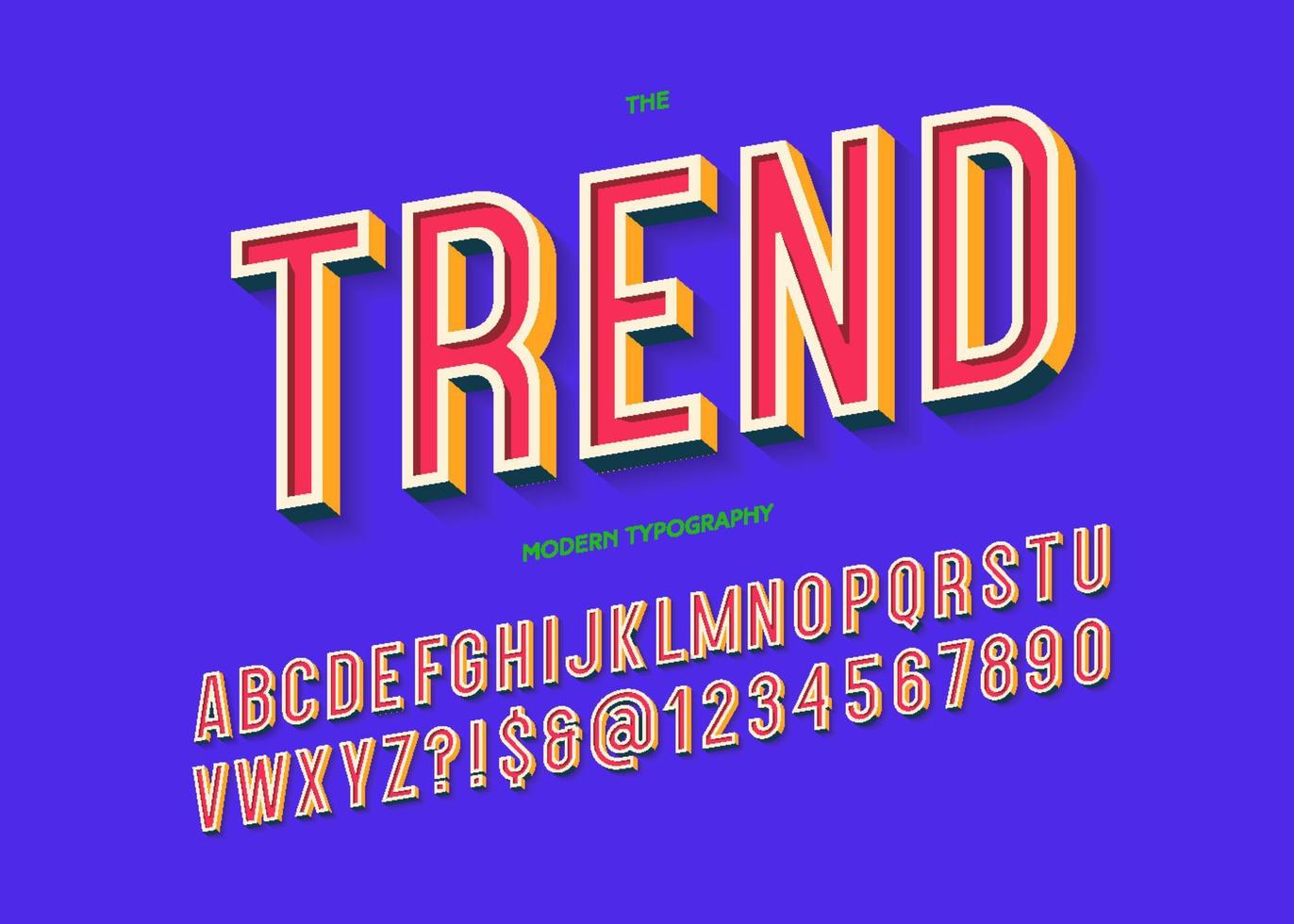 fuente tendencia colorida tipografía 3d estilo sans serif vector