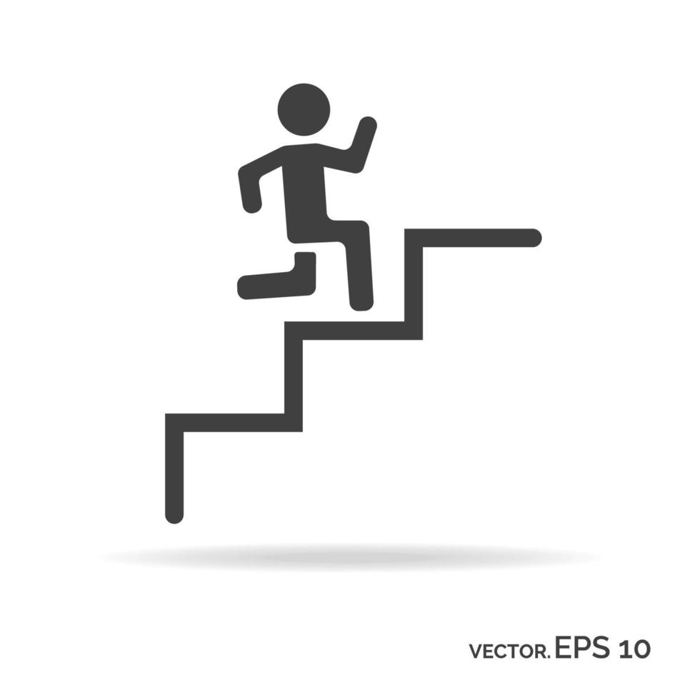 corriendo por las escaleras hombre contorno icono color negro vector