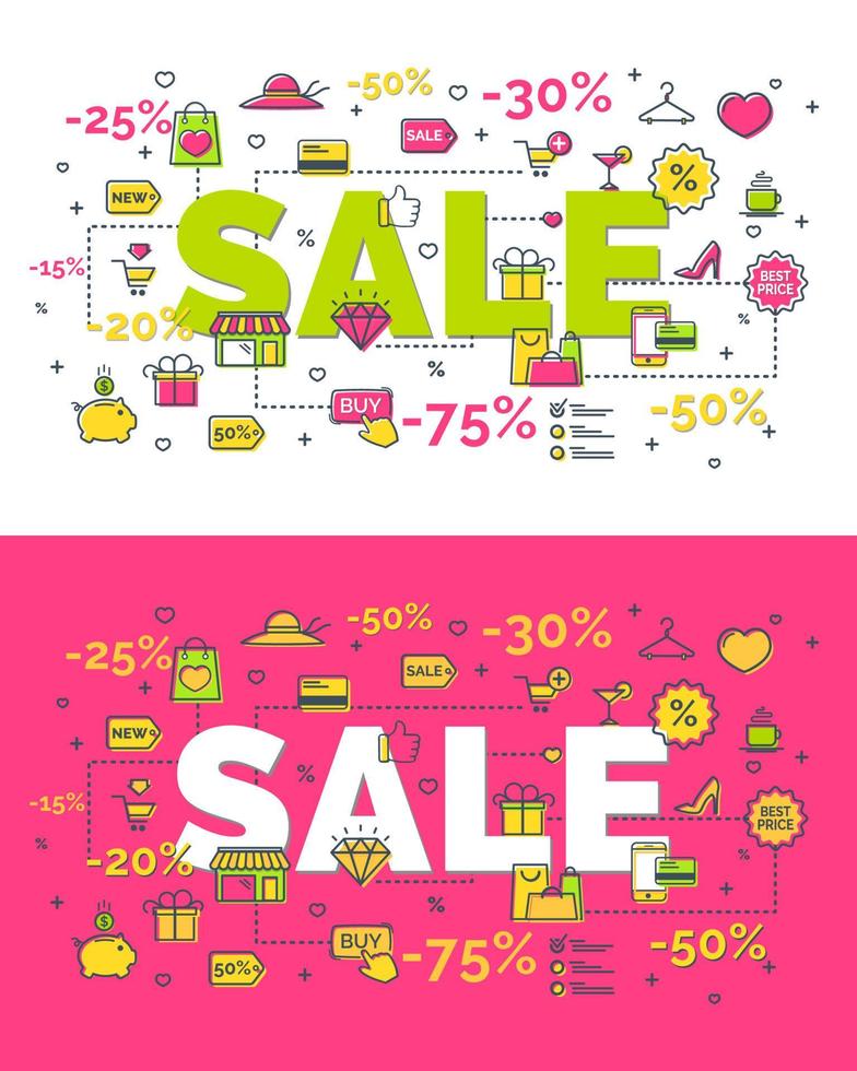 Set of sale concept with modern thin line icons. Creative idea concept. Art style design for business idea, website banner. Vector Illustration