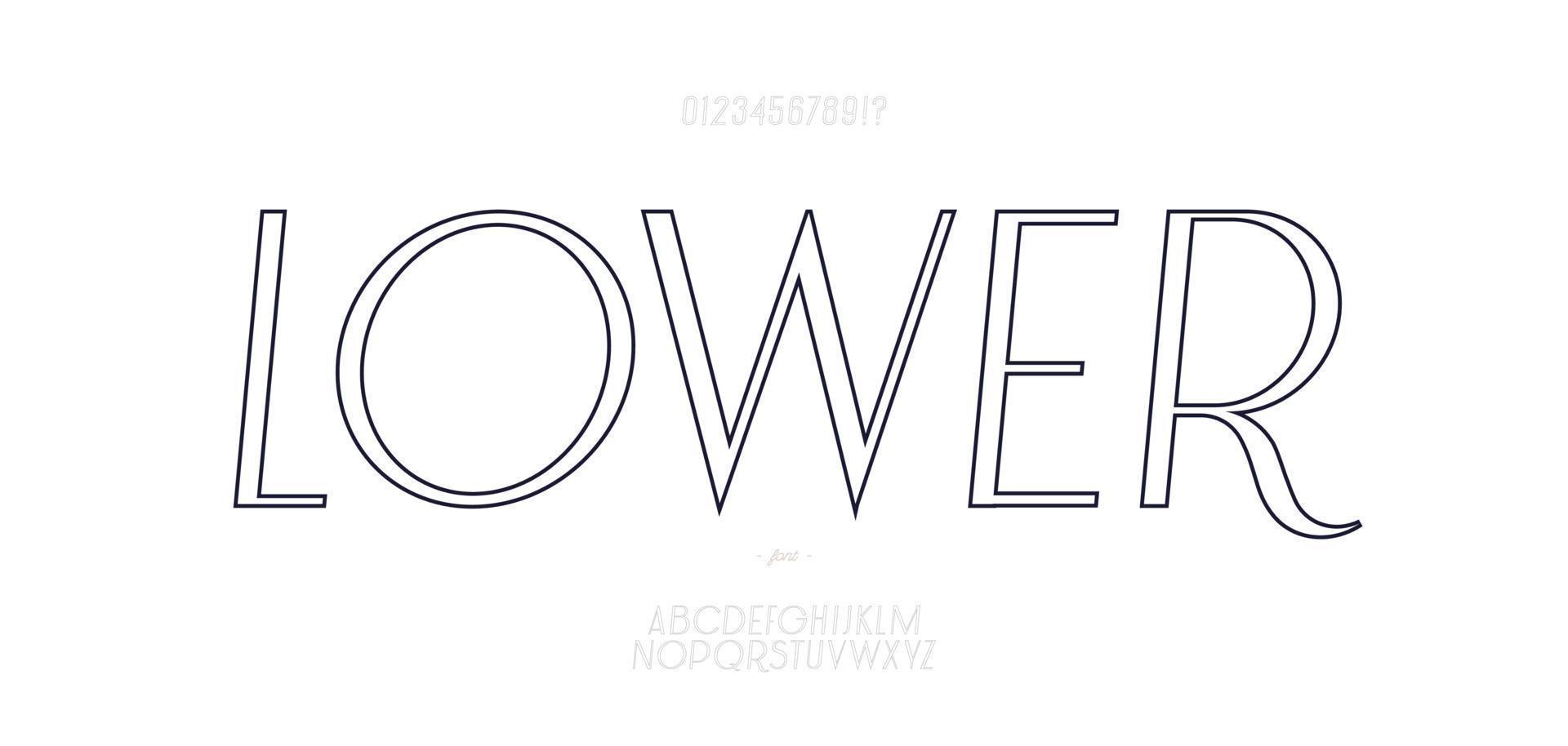 Lower font sans serif italic outline style vector