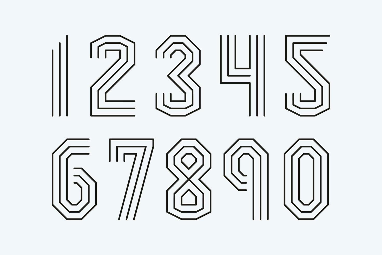 Set of numbers line style vector