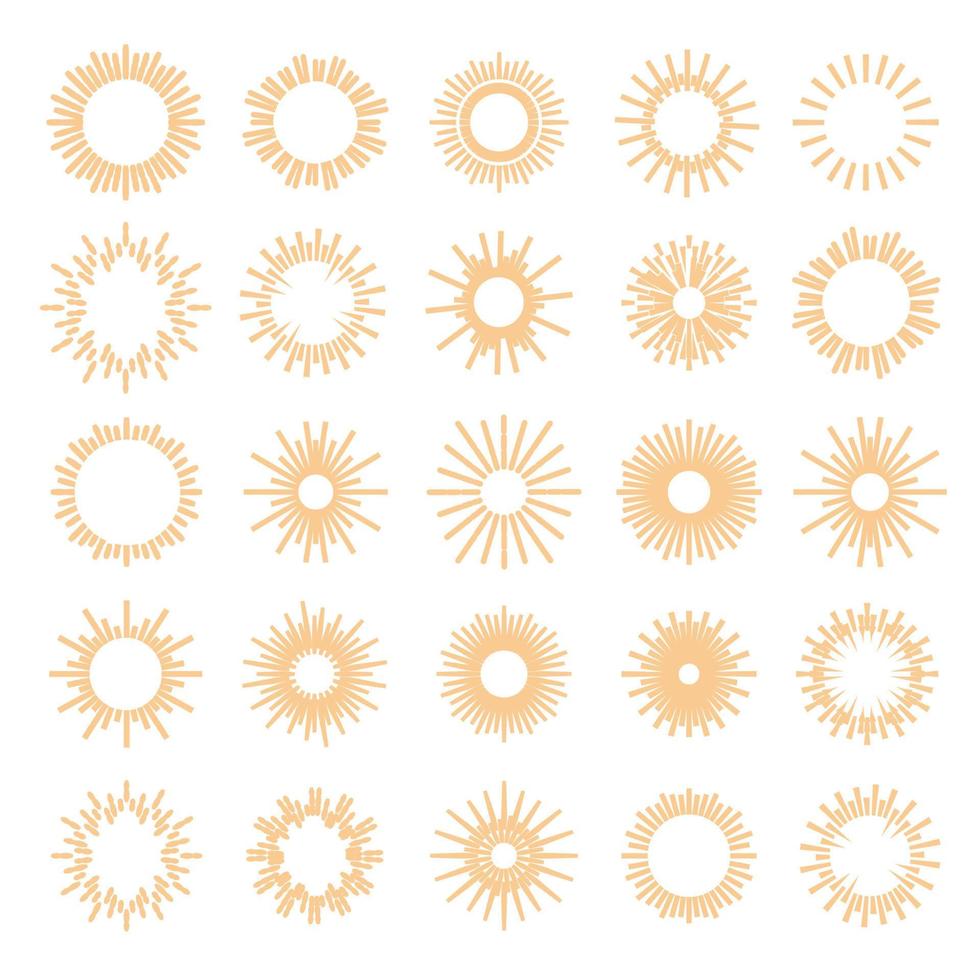 Vector sunburst set gold style