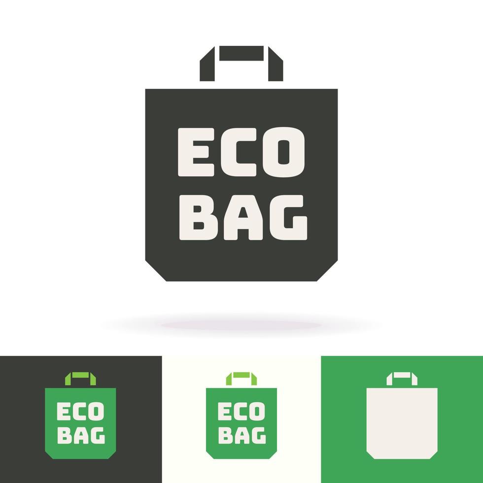 Eco bag vector icon set green color isolated on background