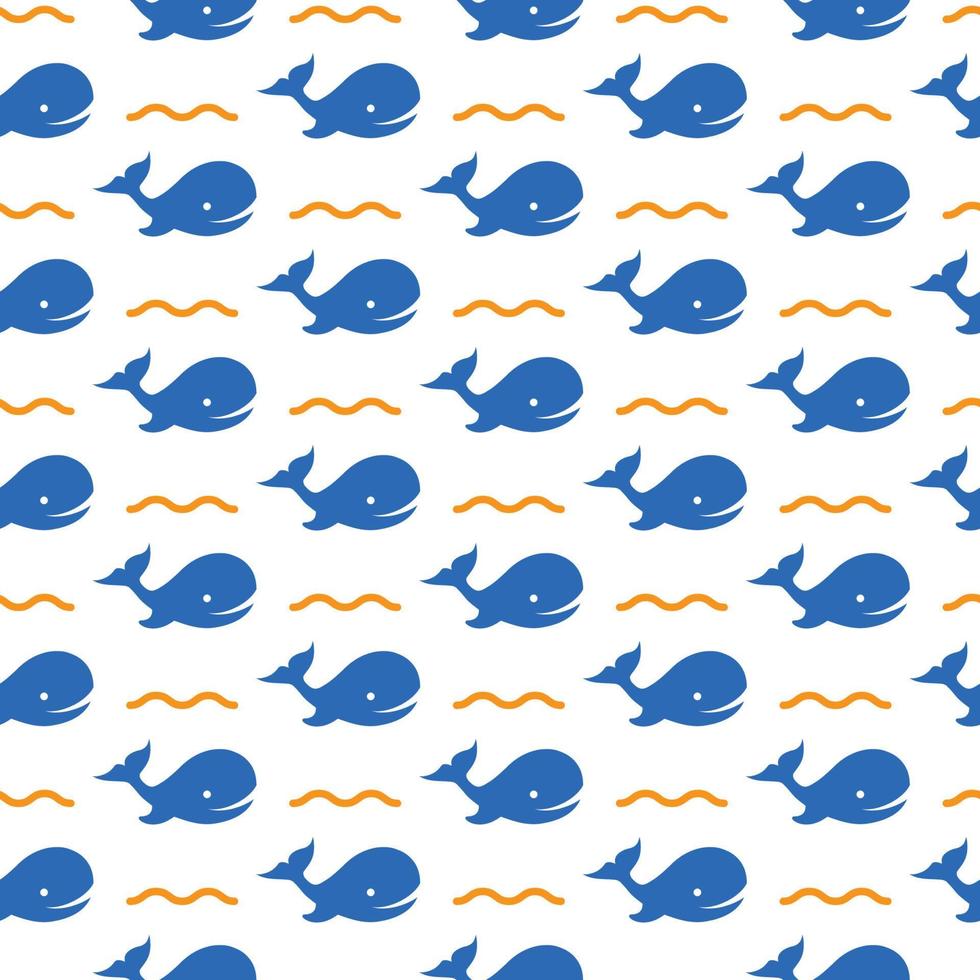 Whale seamless pattern on white background for decoration swim firm vector
