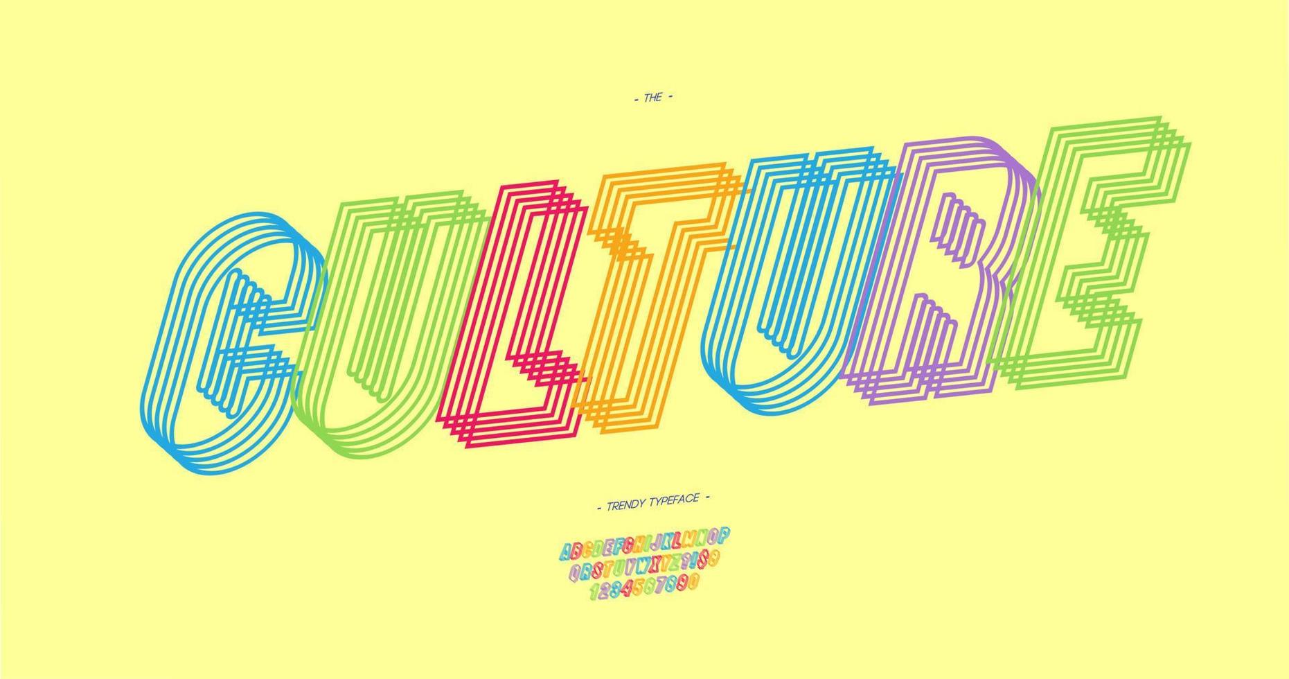 Vector culture font 3D bold color style
