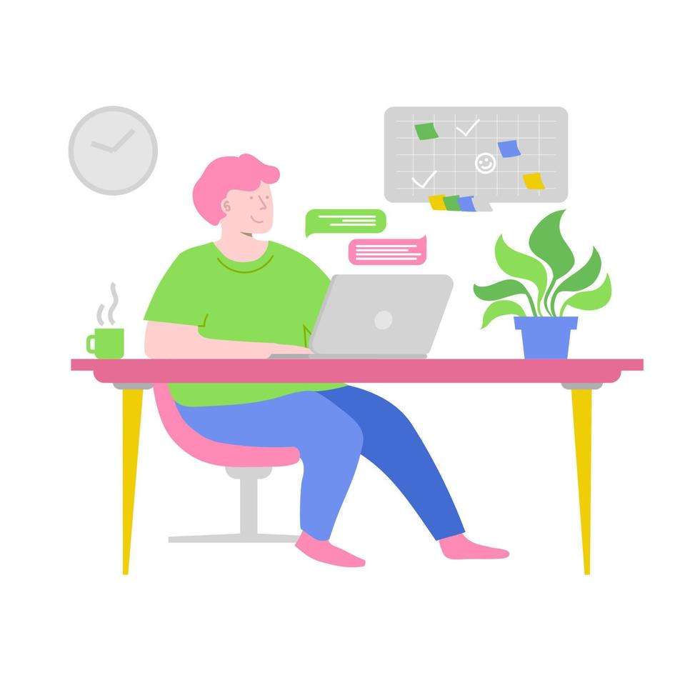 Work at home concept illustration flat cartoon style vector