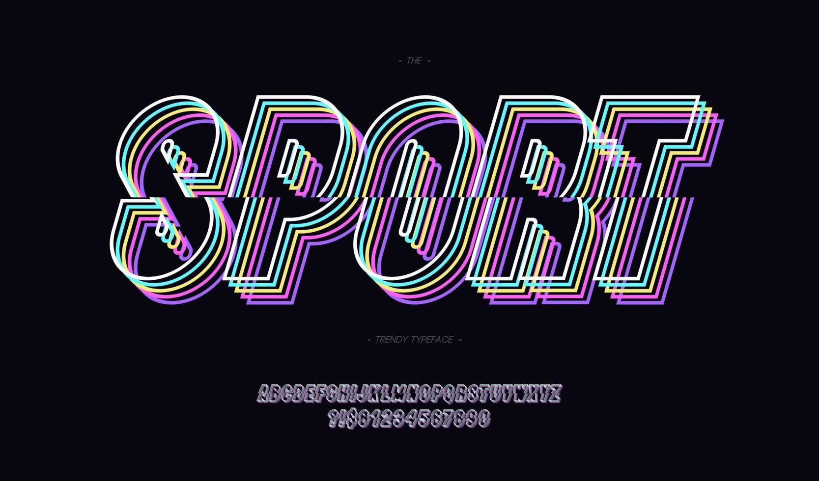 Sport vector font neon line style