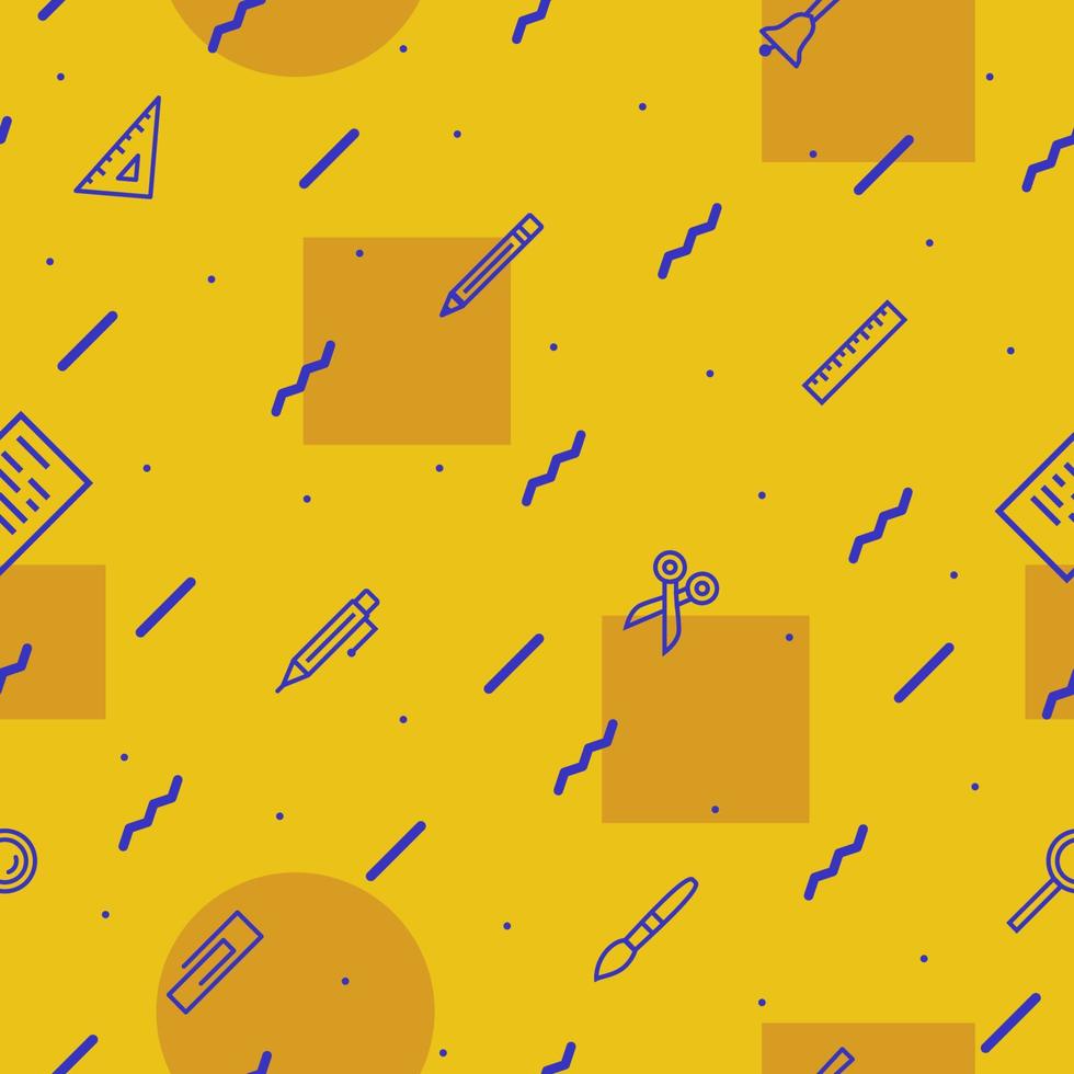 education seamless pattern on yellow background vector