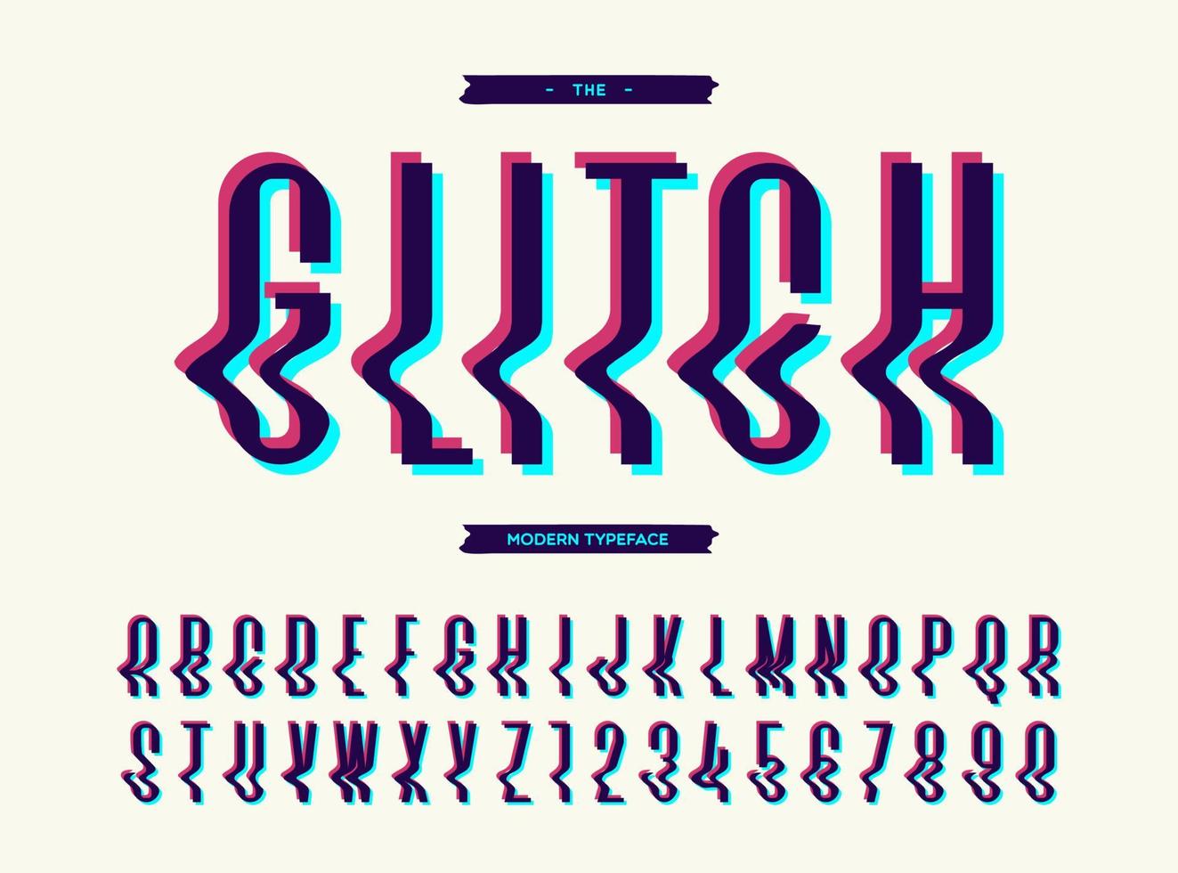 Glitch modern typeface sans serif font vector