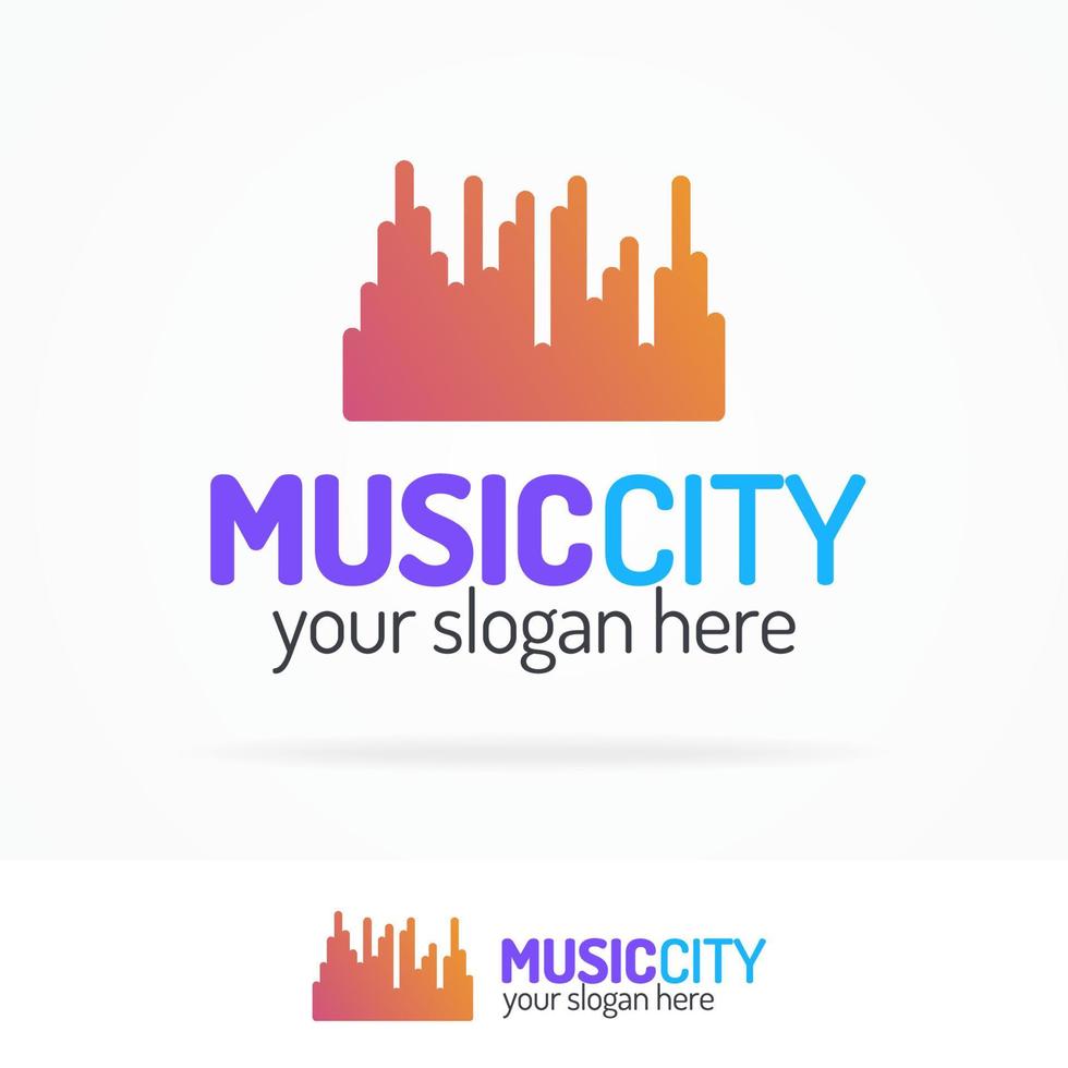Music city logo set modern color style vector