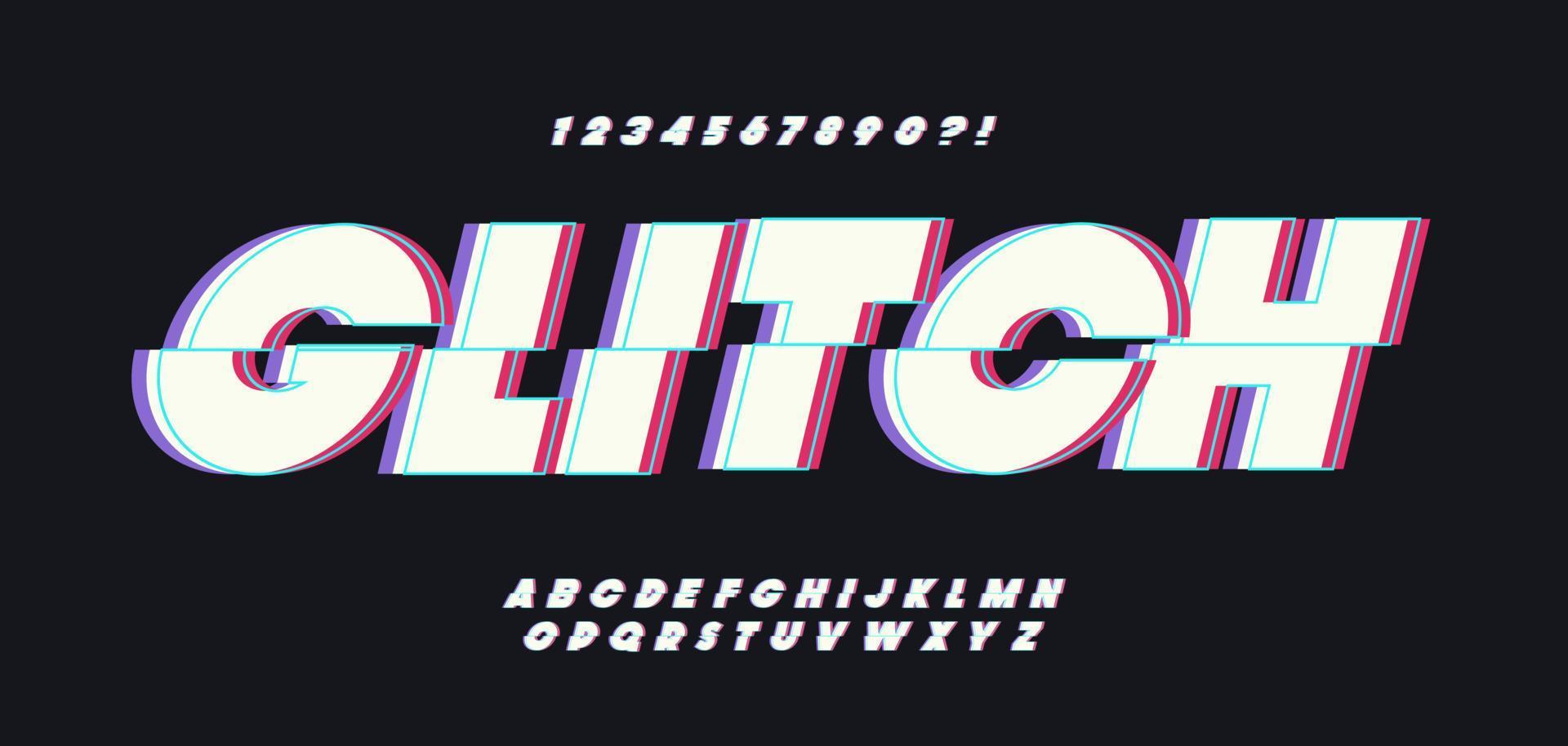 Vector glitch font bold style