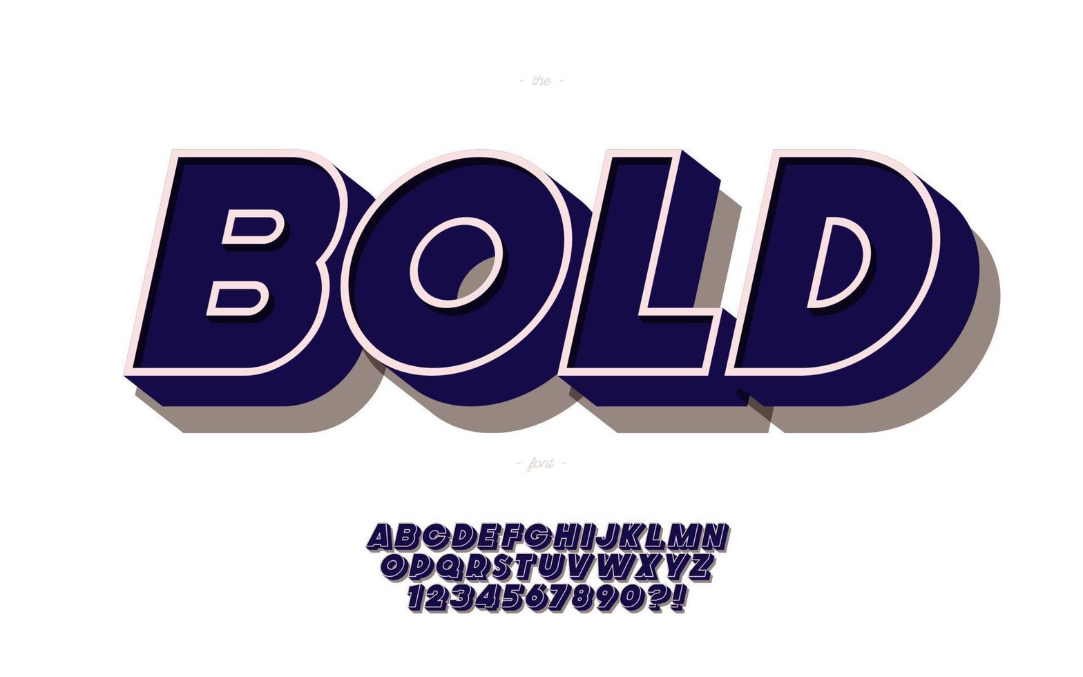 Vector 3d bold font black style