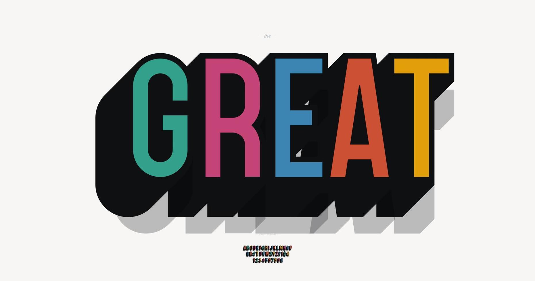 Vector great font 3d bold style modern typography