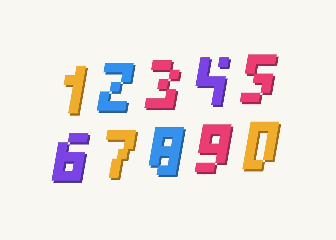 number set 3d bold style modern typography vector