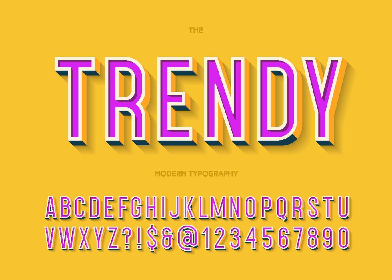 Vector trendy font 3d typography