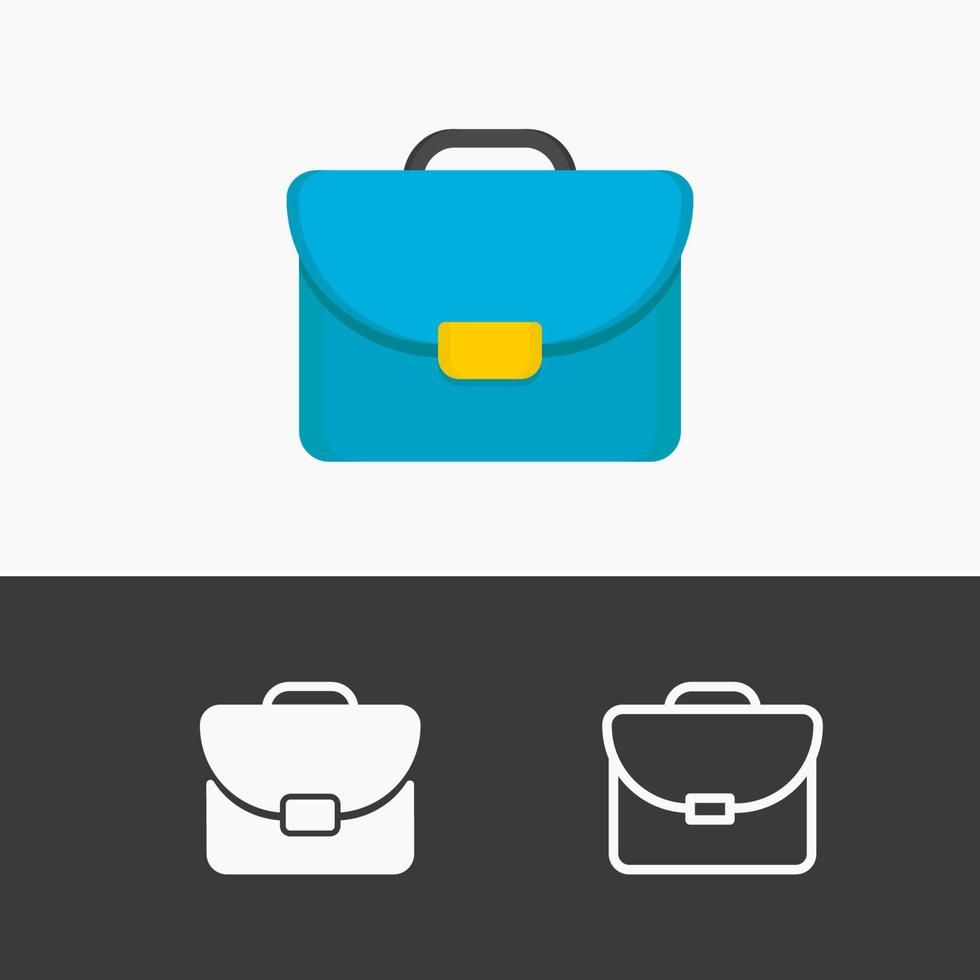 Briefcase icon set colorful, line, white style isolated on background vector