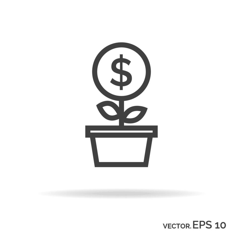 icono de esquema de árbol de dinero color negro vector