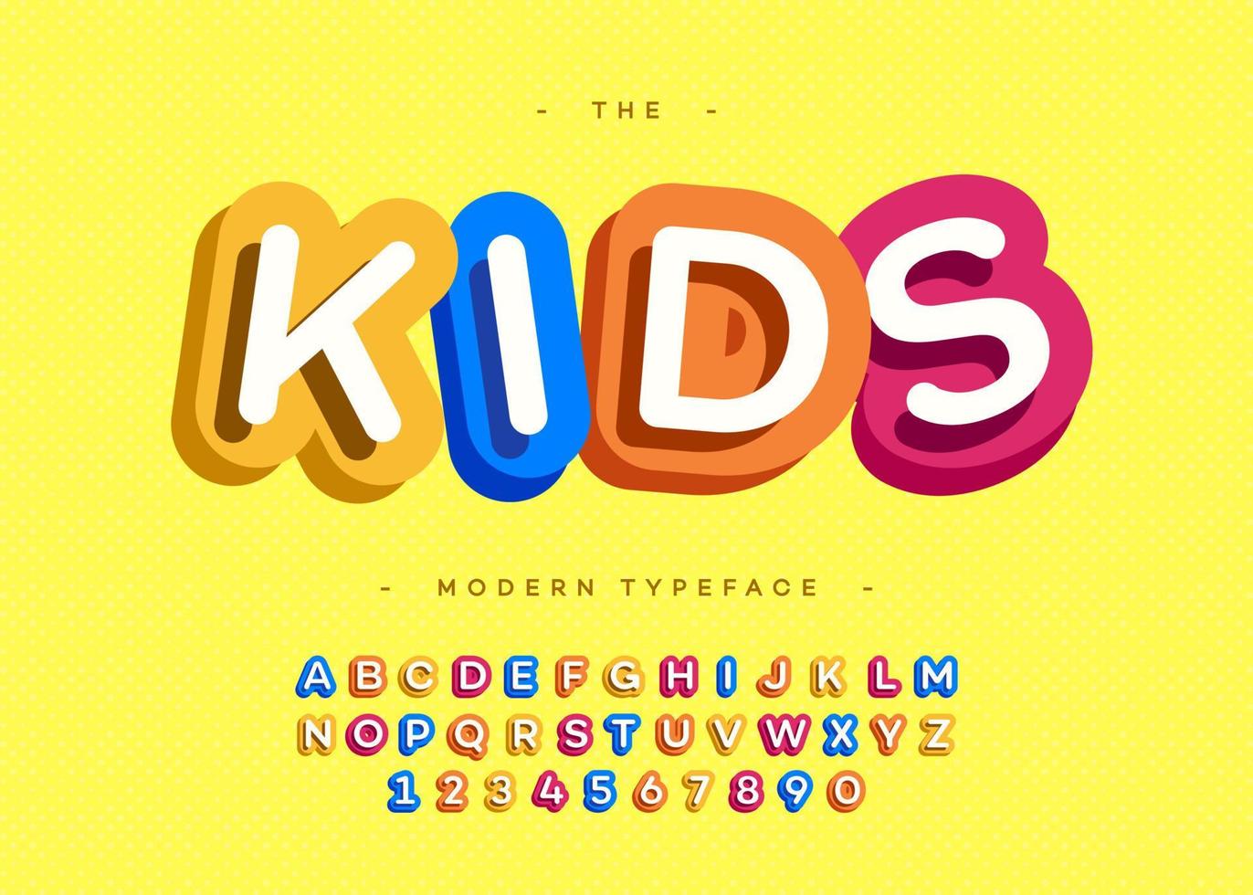 Vector kids typeface 3d bold typography sans serif style