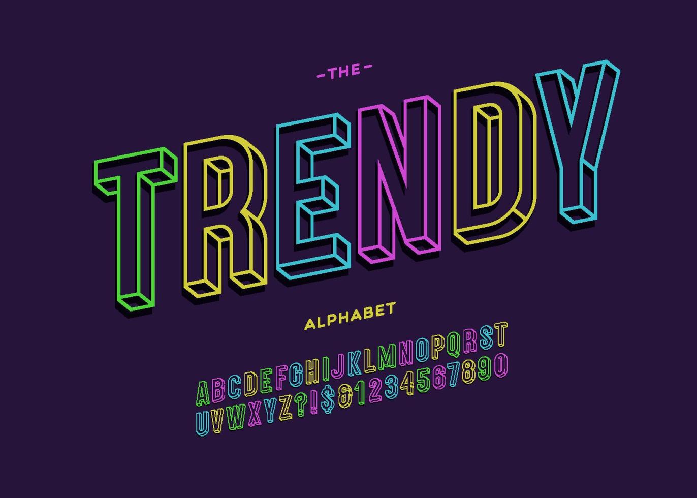 Vector trendy bold typeface 3d typography sans serif