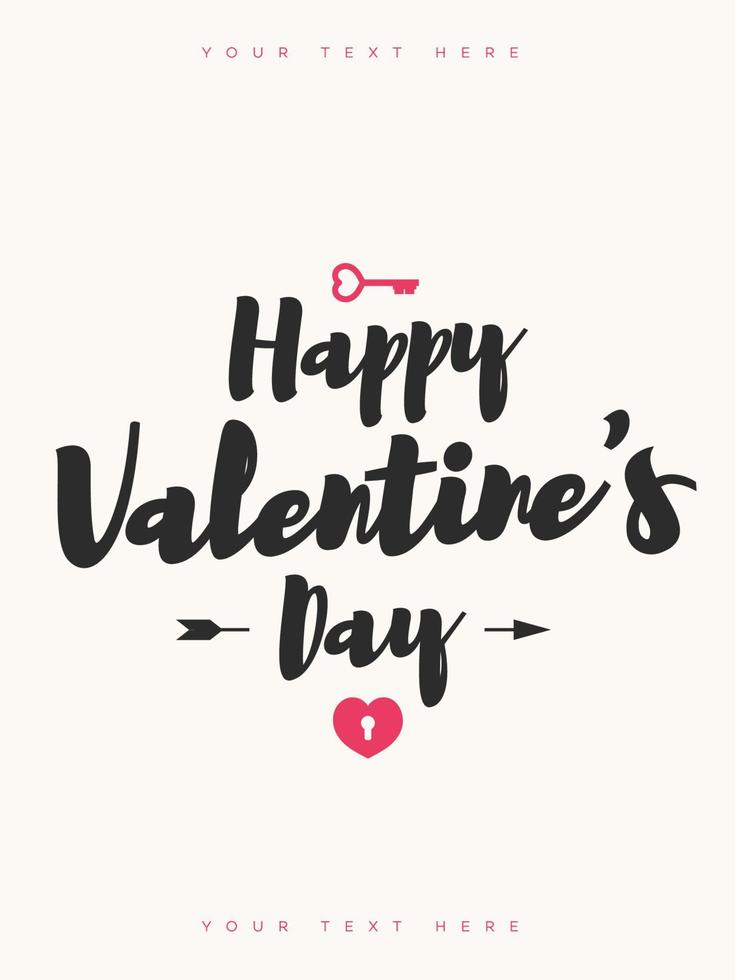 Valentine card with sign happy valentines day on white background for poster, banner sale vector