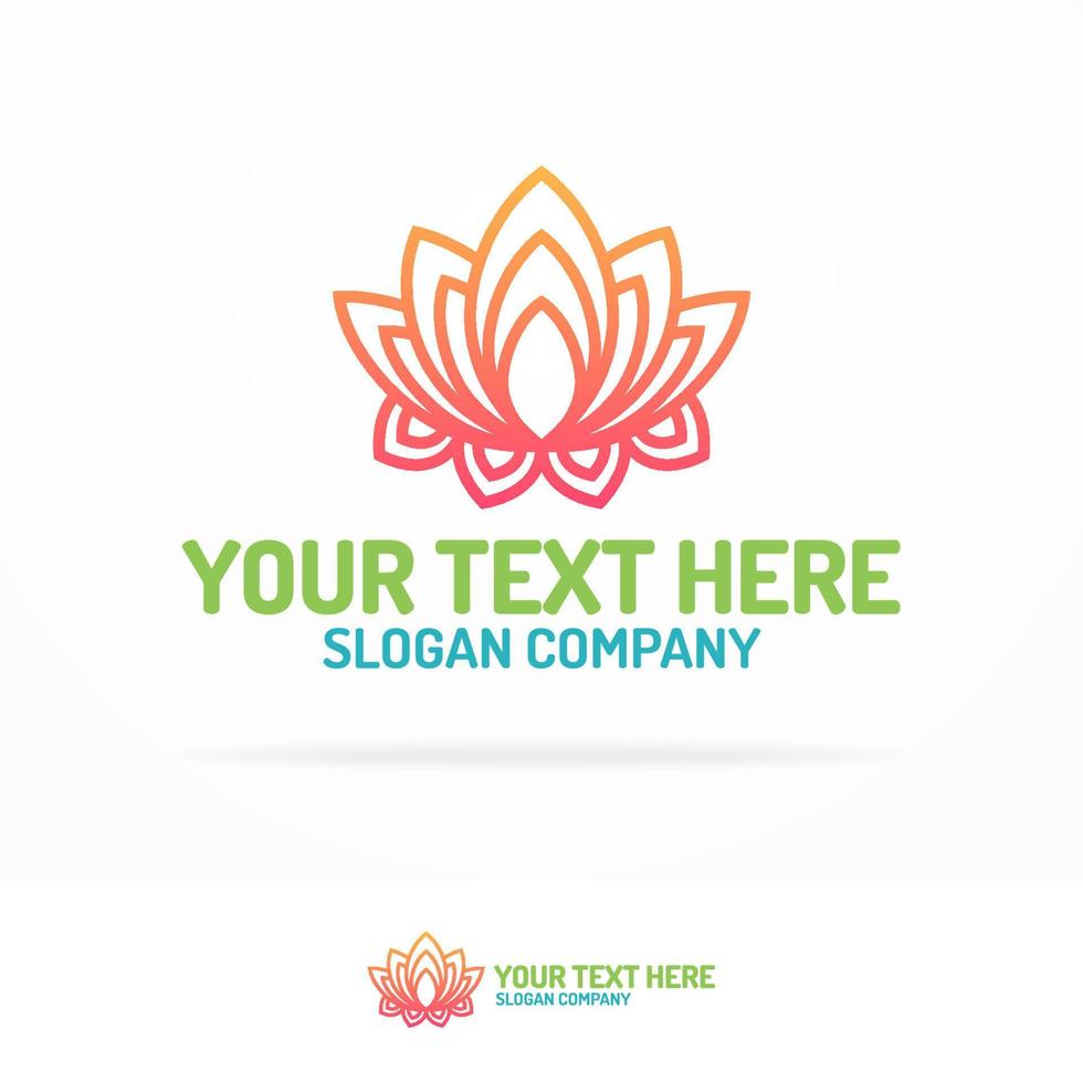Yoga studio logo set consisting of flower lotus gradient color for yoga school, spa center vector