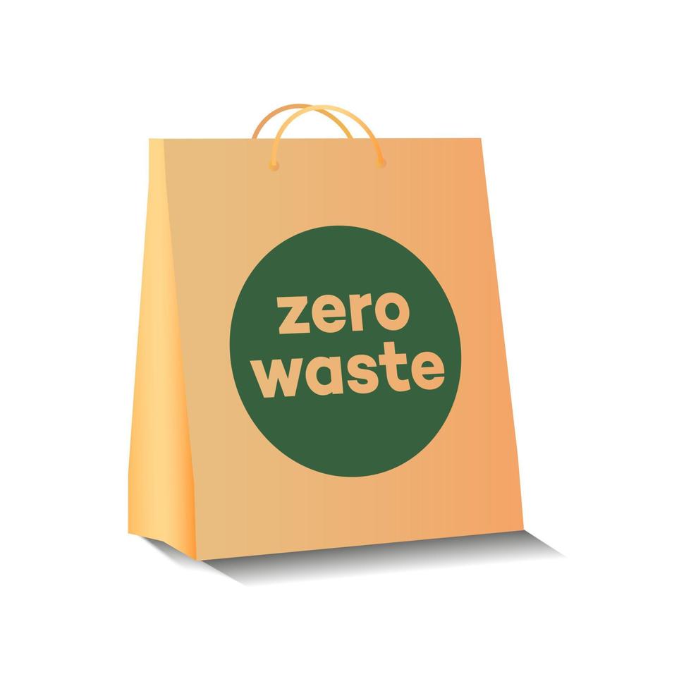 bolsa de papel de compras ecológicas con símbolo de cero residuos vector