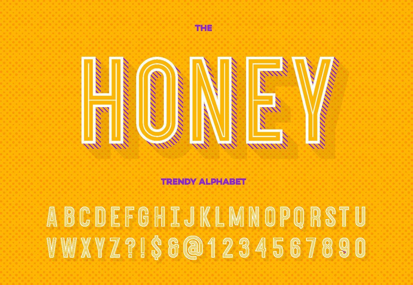 Honey trendy alphabet vector