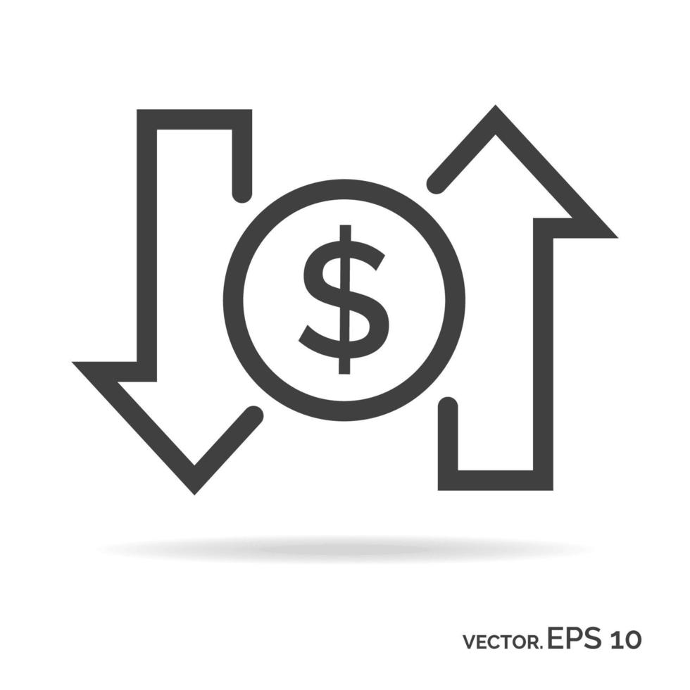 icono de contorno de tasa de dólar color negro vector