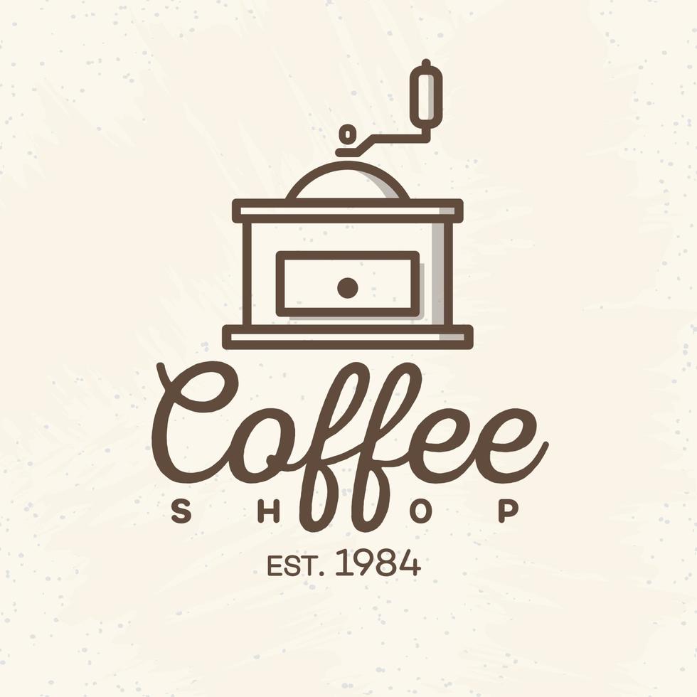 Coffee shop logo with coffee machine line style isolated on background for cafe, shop vector