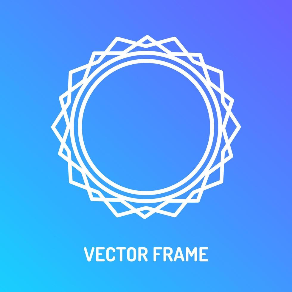 Vector frame white color line style isolated on blue background for yoga studio