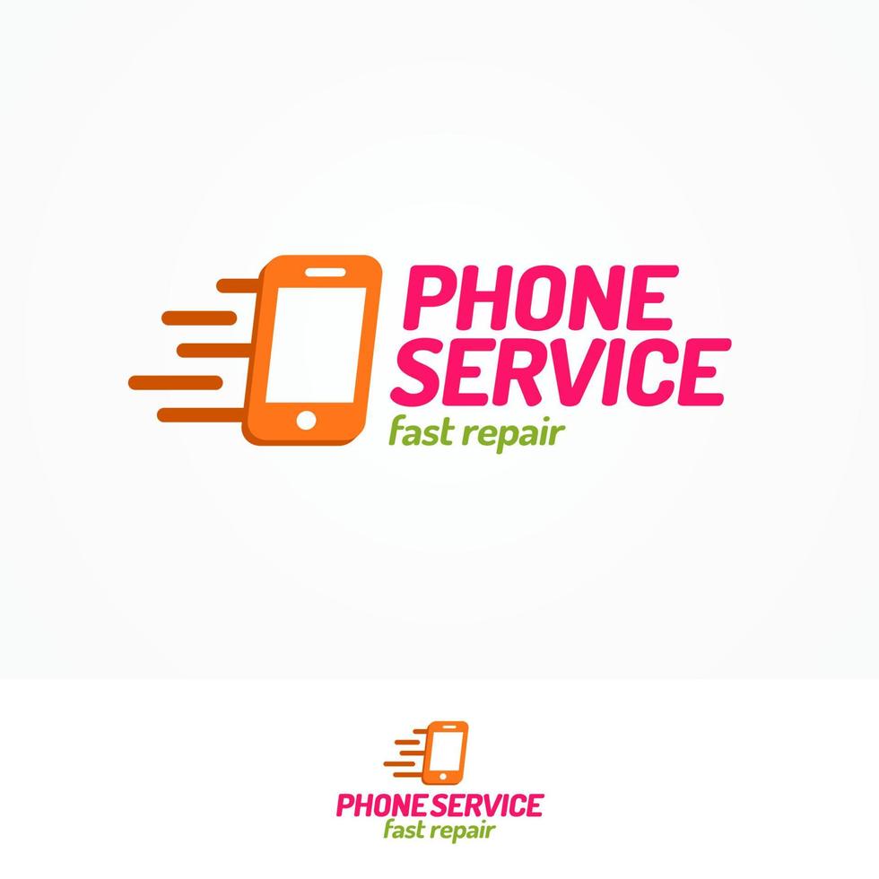 logotipo de servicio telefónico con teléfono y firma de reparación rápida vector