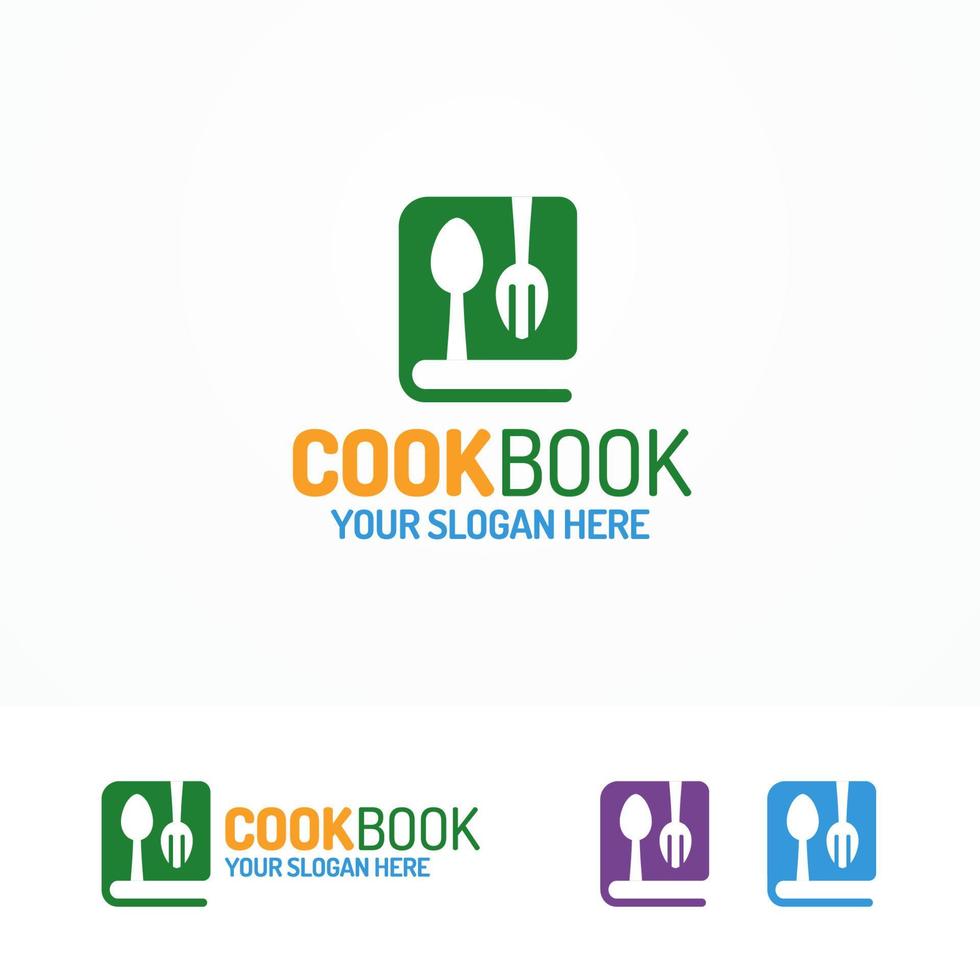 el logotipo del libro de cocina establece un color diferente vector